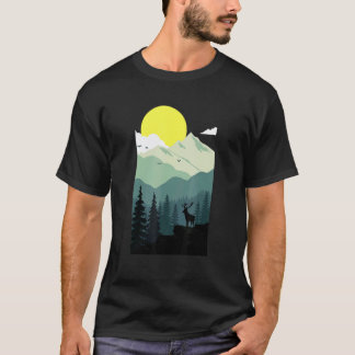 Camiseta de montaña bosque silueta Ar camping send
