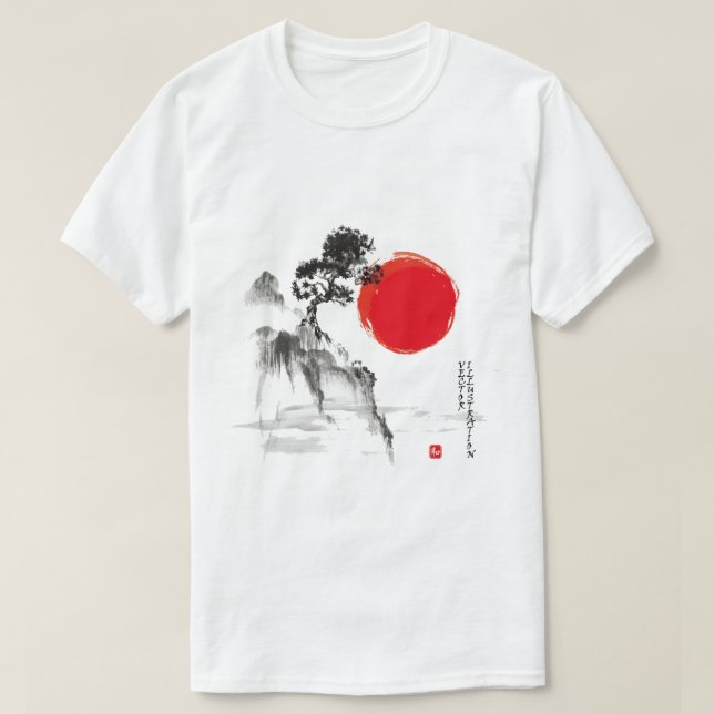Camiseta de montaña china - Arte natural escénico (Diseño del anverso)
