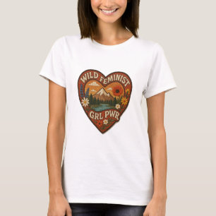 Camiseta de montaña con corazón de feminista salva