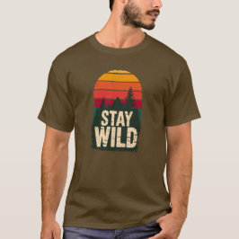 Camiseta de montaña vintage puesta de sol 'Stay Wi