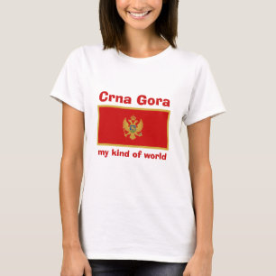 Camiseta de Montenegro con bandera, mapa y texto
