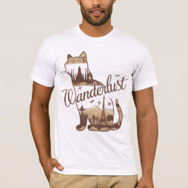 Camiseta de monumentos del mundo del gato de viaje