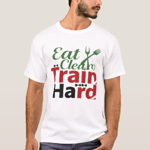 Camiseta de motivación de fitness 'Eat Clean Train