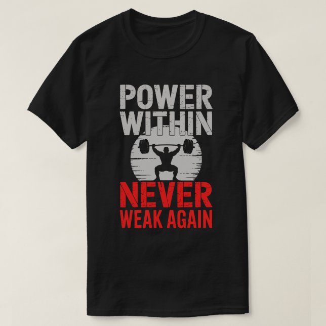 Camiseta de motivación para culturista con poder i (Diseño del anverso)
