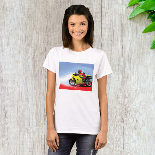 Camiseta de motocicleta amarilla para mujeres