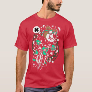 CAMISETA DE MOTOCICLETA DIVERTIDA, OSO, VIDRIO PAR