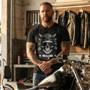 Camiseta de Motocicleta Retro Cráneo de Motociclis