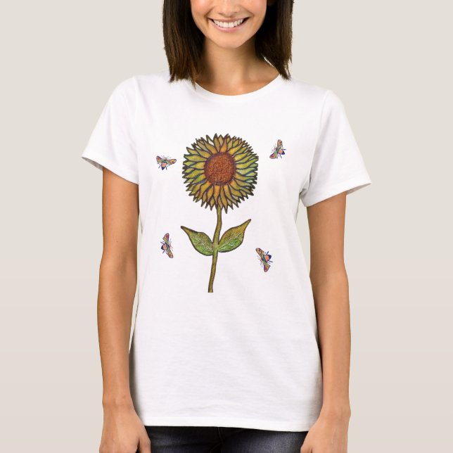 Camiseta de mujer abeja y girasol (Anverso)
