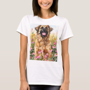 Camiseta de mujer acuarela Leonberger
