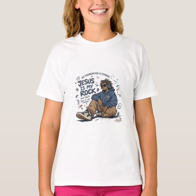 Camiseta de mujer ADOM "Jesús es mi roca" (Anverso)