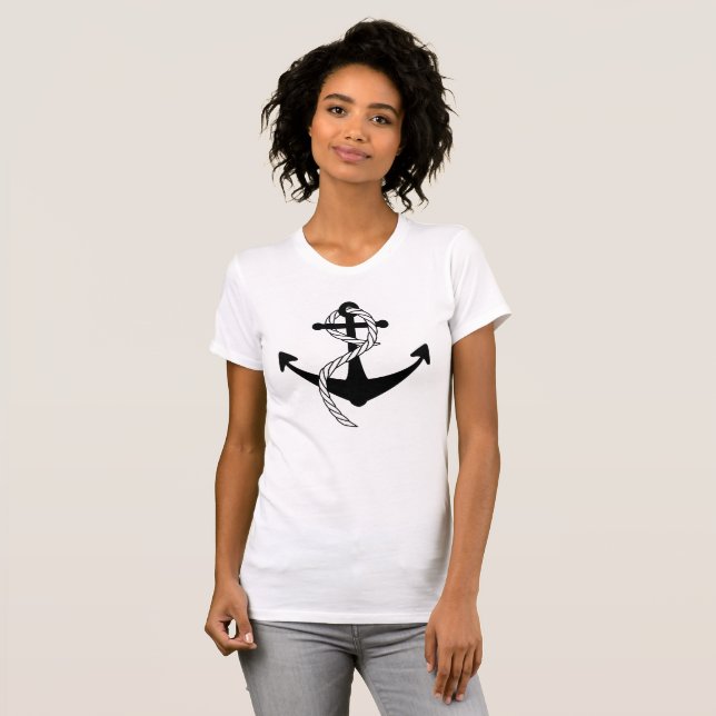 Camiseta de mujer Anker negro blanco (Anverso completo)