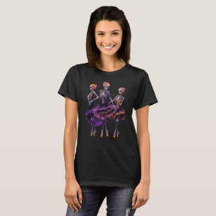 Camiseta de mujer bailarina esqueleto naranja mora
