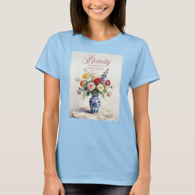 Camiseta de mujer Belleza Flores Jarrón Divinidad  (Anverso)