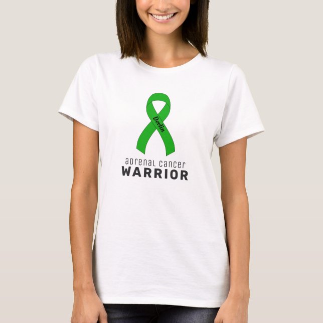 Camiseta de mujer blanca guerrera del cáncer al ad (Anverso)