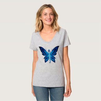 Camiseta de mujer Blue Faery Hanes Nano cuello en