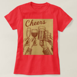 Camiseta de Mujer Cheers Bebidas Brindis Rojo