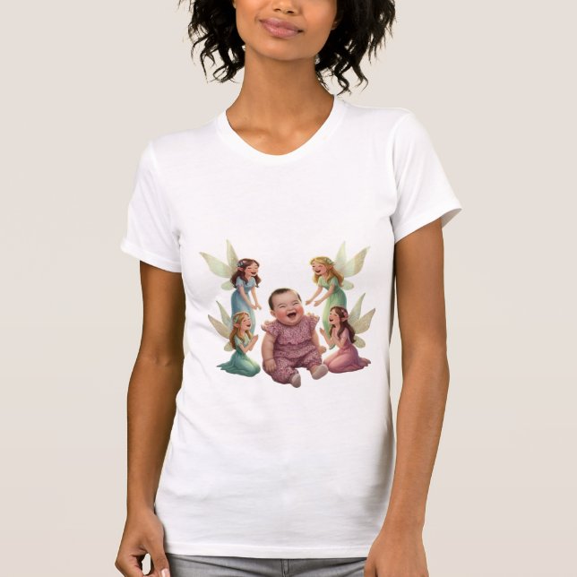 Camiseta de mujer con arte de ángel bebé lindo con (Anverso)