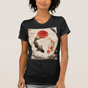 Camiseta de mujer con arte japonés de peces Koi