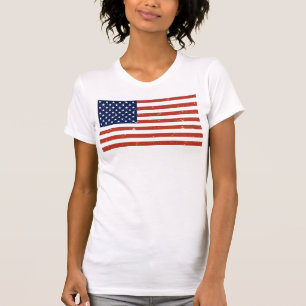 Camiseta de mujer con bandera estadounidense de es