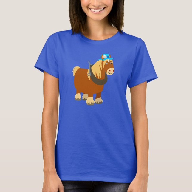 Camiseta de mujer con caballo Bretón de dibujos an (Anverso)