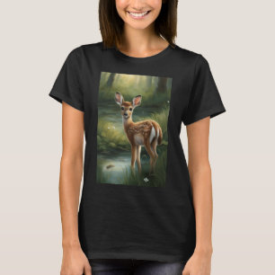 Camiseta de mujer con ciervo bebé lindo en bosque