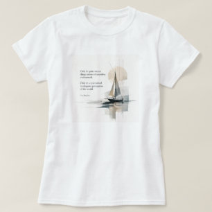Camiseta de mujer con cita abstracta de barco de v