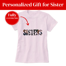 Camiseta de mujer con collage de fotos de hermanas
