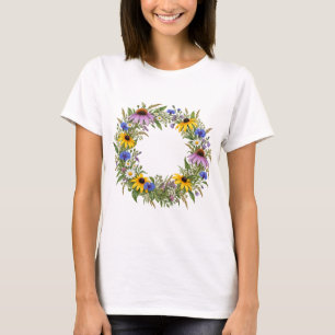 Camiseta de mujer con corona de flores silvestres