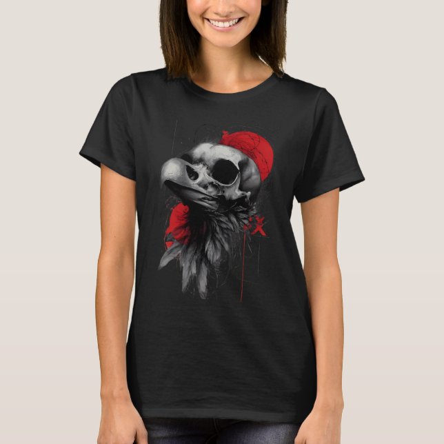 Camiseta de mujer con cráneo de cuervo oscuro y es (Anverso)