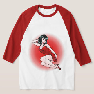 Camiseta de mujer con diseño de chica pinup retro