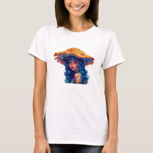 Camiseta de mujer con diseño de jardín de hongos p