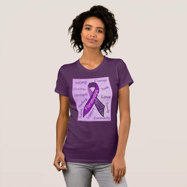 Camiseta de mujer con esperanza morada para la fib (Anverso completo)