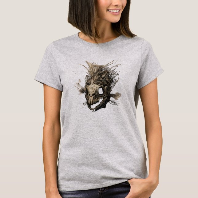 Camiseta de mujer con estampado de cráneo de pez p (Anverso)