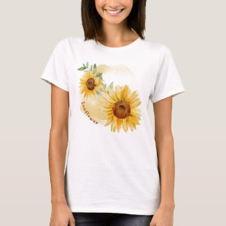 Camiseta de mujer con estampado floral de girasol