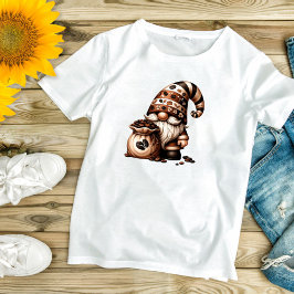 Camiseta de mujer con gnomo del café adorable