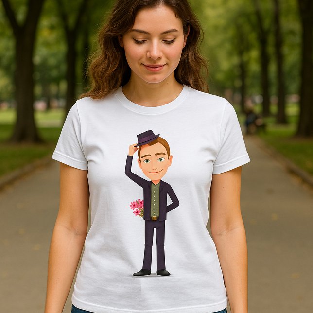 Camiseta de mujer con hombre con flores (Subido por el creador)