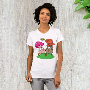 Camiseta de mujer con hongos de dibujos animados