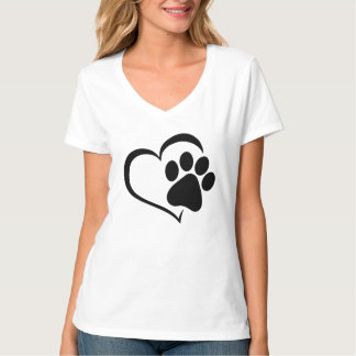 Camiseta de mujer con huella de garra y corazón -
