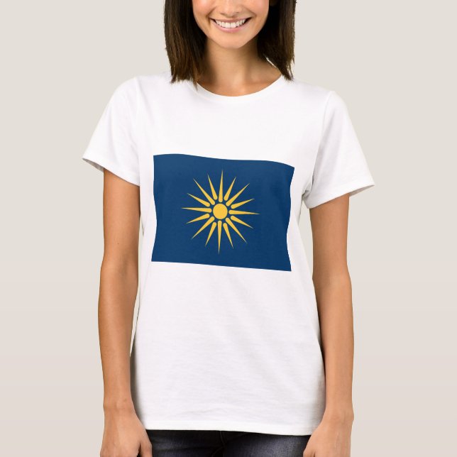 Camiseta de mujer con la bandera de Macedonia, Gre (Anverso)