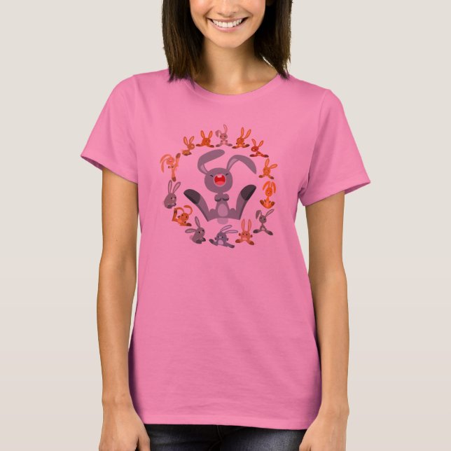 Camiseta de mujer con mandala de conejos de dibujo (Anverso)