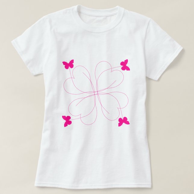 Camiseta de mujer con mariposas (Diseño del anverso)