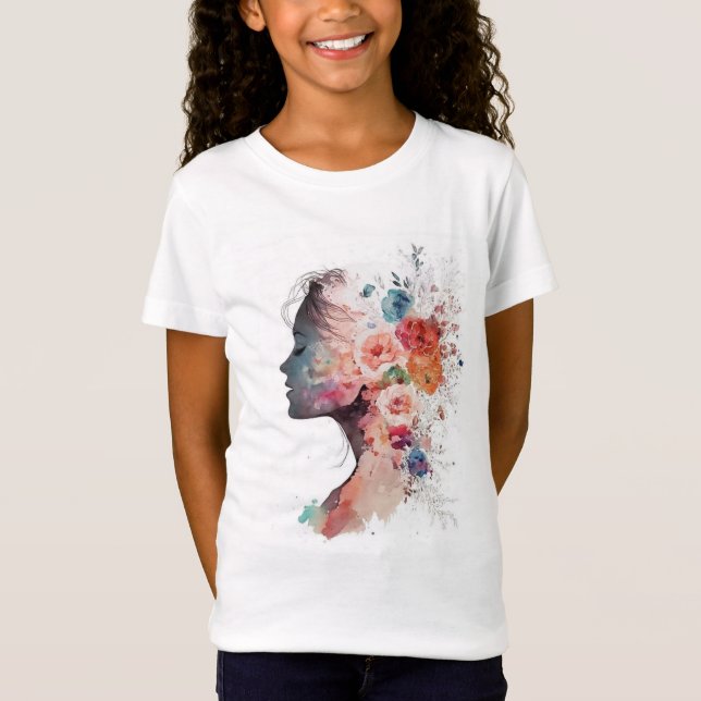 Camiseta de mujer con silueta floral (Anverso)