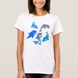 Camiseta de mujer con simpático grupo de delfines 