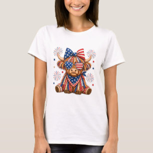 Camiseta de mujer con toro de la bandera americana
