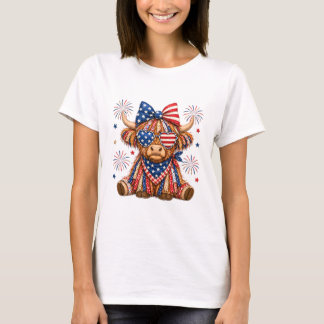 Camiseta de mujer con toro de la bandera americana