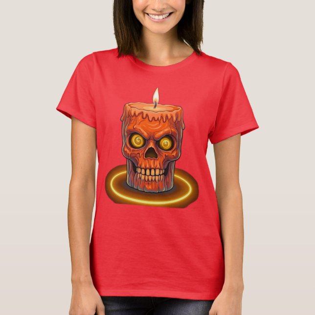 Camiseta de mujer con vela de cráneo derretido gót (Anverso)