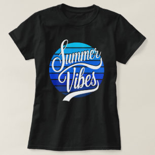 Camiseta de mujer con vibras de verano azules de p