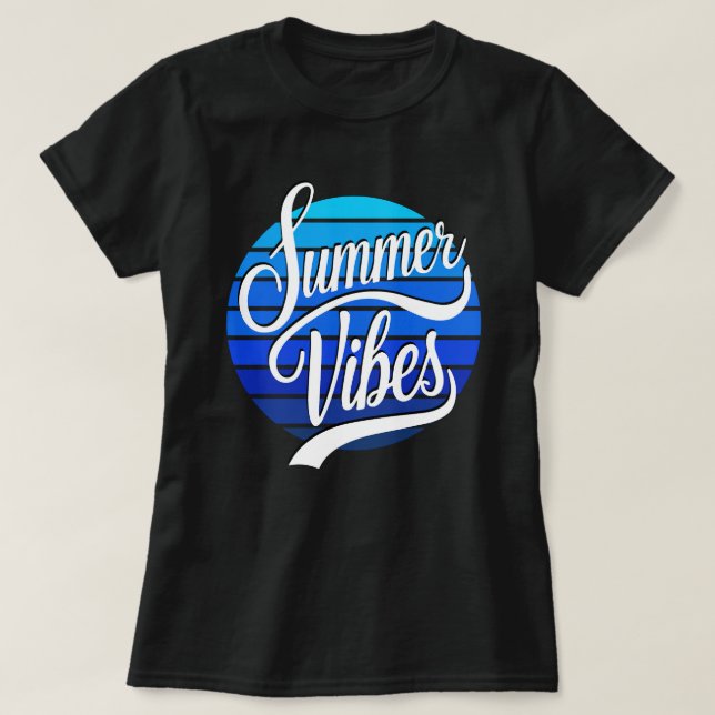 Camiseta de mujer con vibras de verano azules de p (Diseño del anverso)