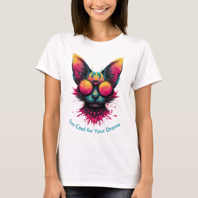 Camiseta de mujer Cool Cat con gafas (Anverso)