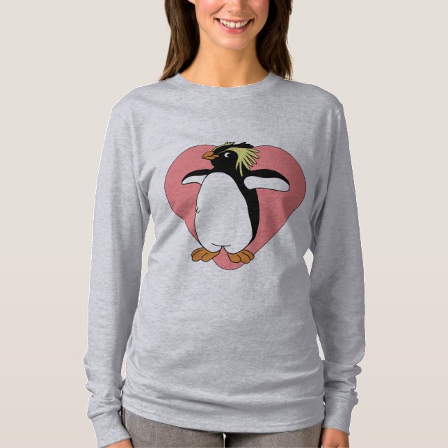 Camiseta de mujer corazón de pingüino lindo (Anverso)